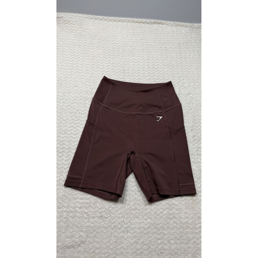 Gymshark Womens Espresso Brown High Waisted Biker Shorts Pockets B4A8W Size S